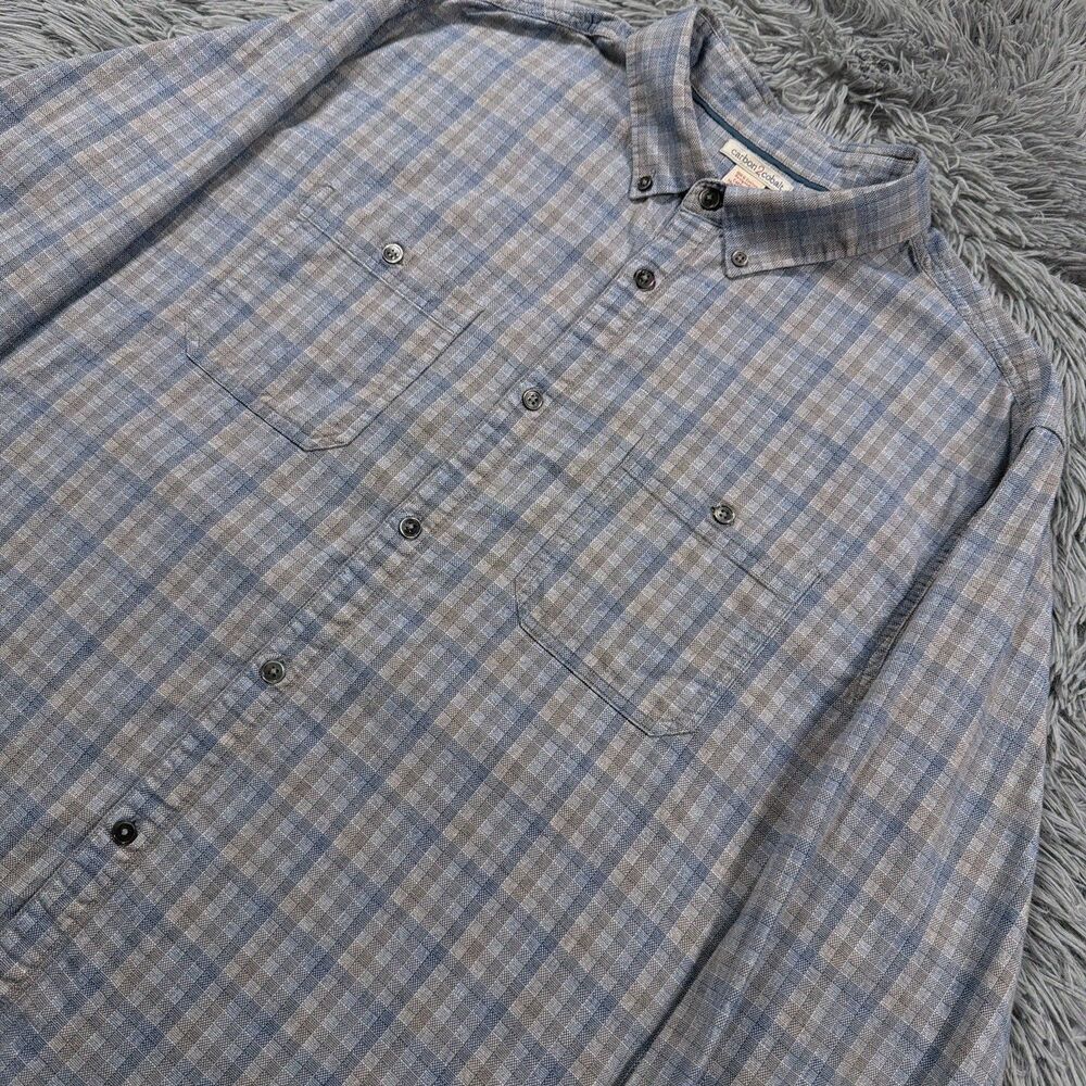 Carbon 2 Cobalt Shirt Large Blue Button Down Woven Plaid Chest Pockets Mens